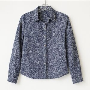 Talbots Blue Paisley Womens Button Down Blouse Sz 12